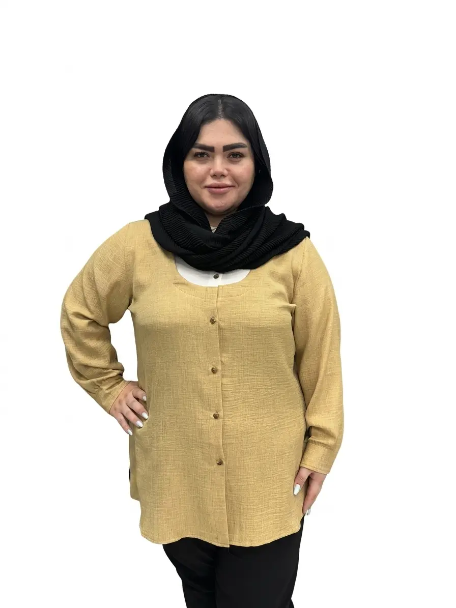 شومیز یقه مردانه گل ریز سایز بزرگ زنانه
